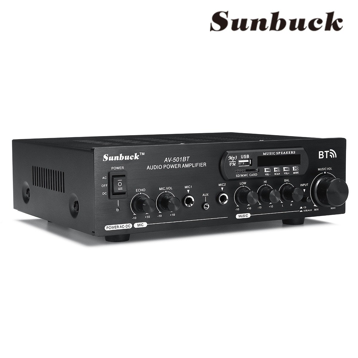 Mini amplificador de audio Sunbuck HiFi Amplificador estéreo 180W Receptor  de audio de doble canal con