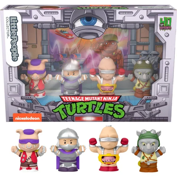 Paquete de 4 figuras coleccionables Little People de las Tortugas Ninja Adolescentes Mutantes -Fisher-Price