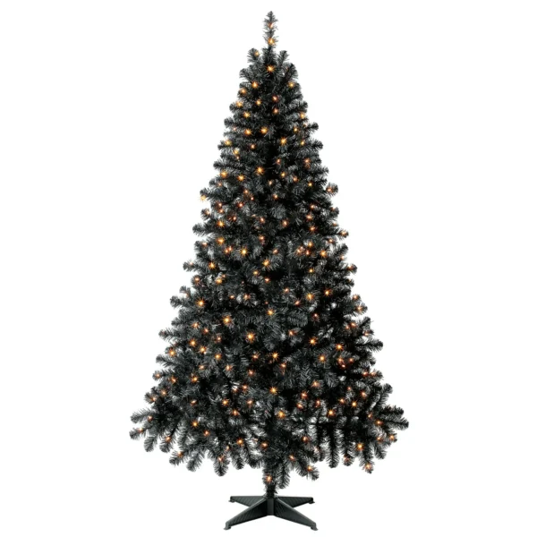 Árbol de Navidad preiluminado negro Madison de 6.5 pies - Holiday Time