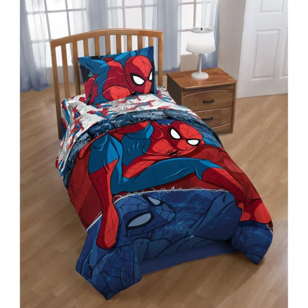 Edredon reversible tamaño individual con diseño de spiderman