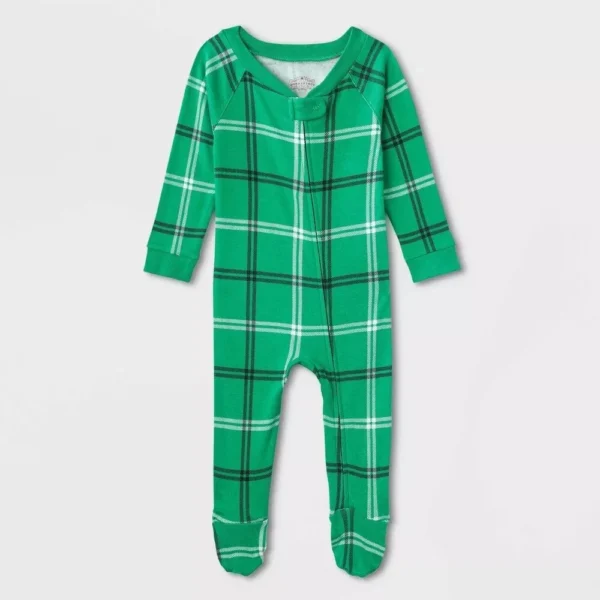 Pijama para bebé talla de 3/6 meses verde tejido a cuadros -Wondershop