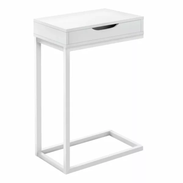 Mesa auxiliar con cajón en forma de C color blanca - Monarc