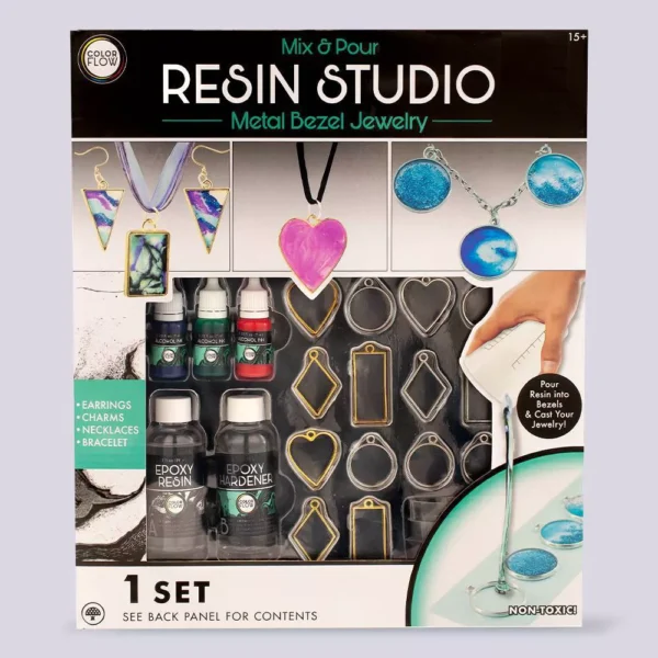 kit para hacer joyas con biseles y dijes de resina -Resin Studio