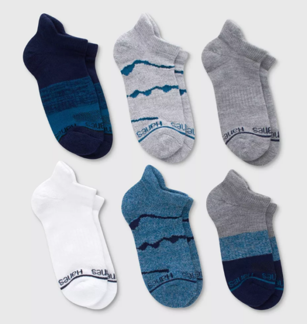 Paquete de 6 pares de calcetines para niños Talla M (9-2 1/2), azul - Hanes Originals