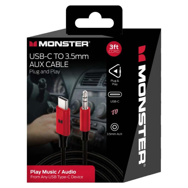 Cable USB-C a Auxiliar de 3,5 Mm para carro - Monster