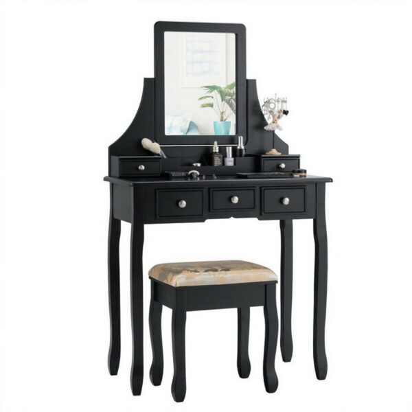 Vanity estilo vintage color negro con 5 cajones extraíbles marca Costway